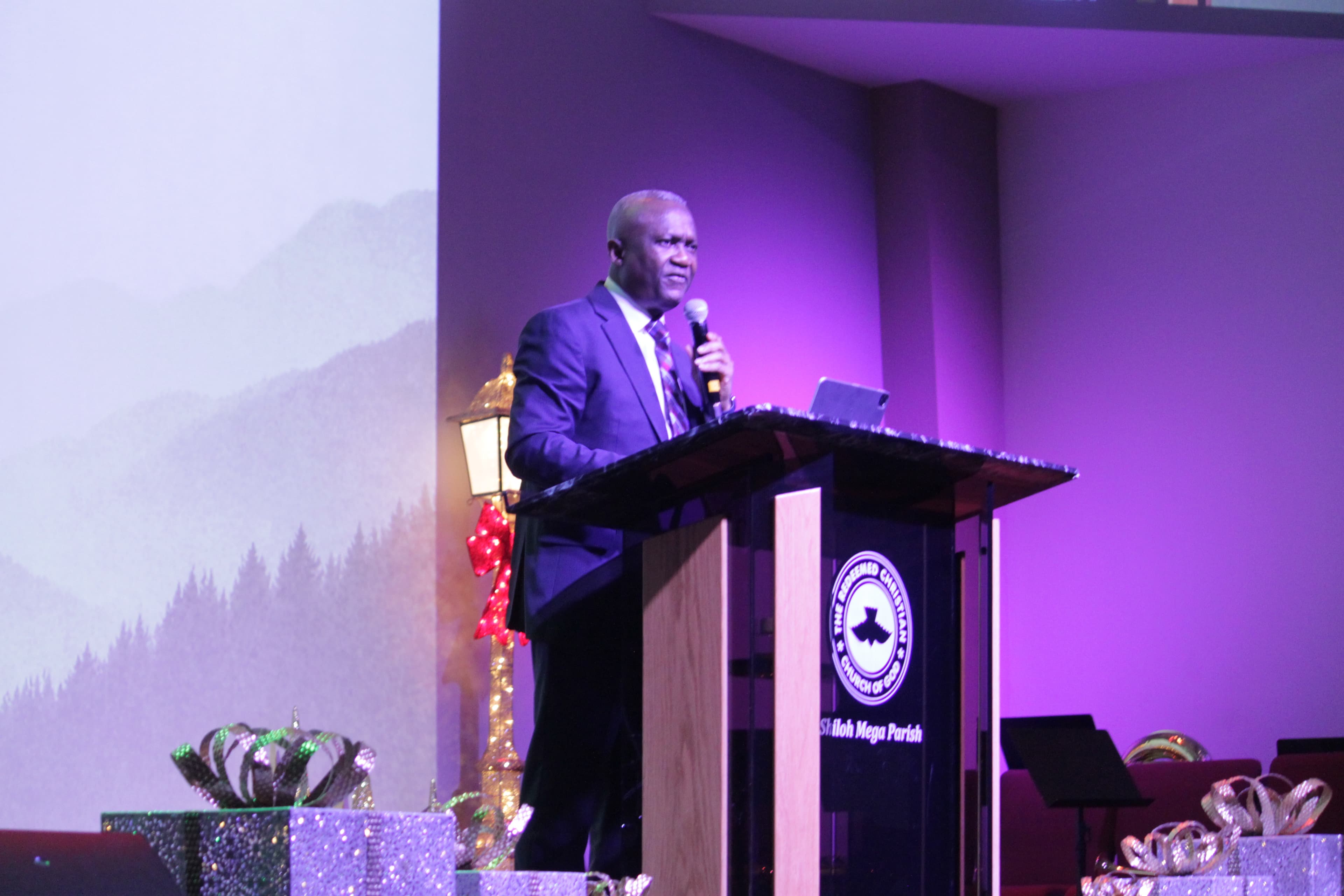 Pastor Moses Olise preaching Rain of Restoration at Shiloh Mega Parish